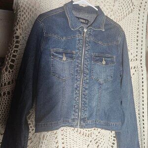 Junior Women's AC-3998 denim zip jacket, Size XXL